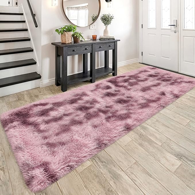 Tie-Dyed Blush 3x10 Machine Washable Runner Rugs by JiaoBaba