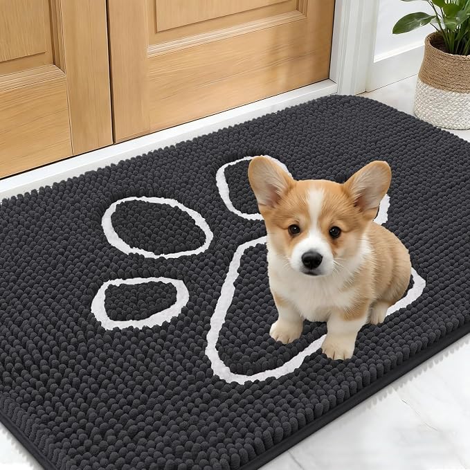 OLANLY Dog Door Mat for Muddy Paws 24x16, Paw Print Design, Absorbs Moisture by OLANLY