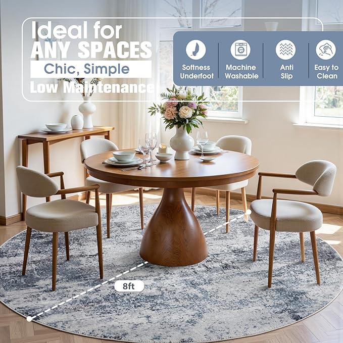 Round Rug 8ft Circle Rug Washable: Carpet Circular Area Rug - Image 3