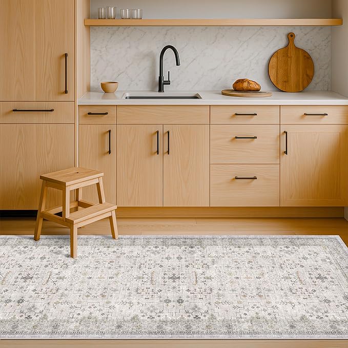 Light Gray Washable 2x8 Hallway Runners, Kitchen Runner Rug, Non-Slip & Stain by HazoHaus