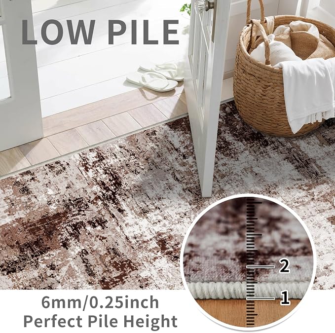 3x10 Washable Runner Rugs for Hallway: Easy-to-Clean Abstract Runners for - Image 3