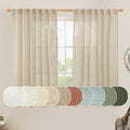 LAMIT Semi Sheer Linen Curtains 54 Inch Length 2 Panels, Light Filtering Panels by LAMIT