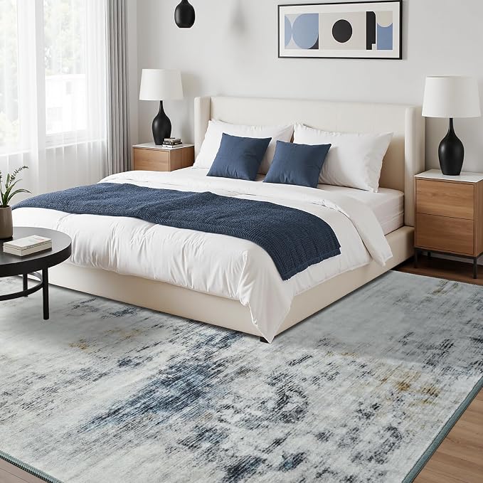 Toneed Abstract Area Rug 6x9 Modern Washable Rug Soft Non Slip Rug Low Pile - Image 4