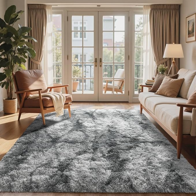 5x7 Ft Large Shag Rugs for Bedroom Living Room, Tie Dyed Ultra Soft Fluffy - Image 2