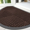 Smiry Half Circle Front Door Mat Outside Entrance, Heavy Duty Sturdy Natural by Smiry