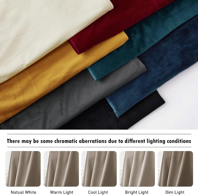 RYB HOME Camel Beige Velvet Curtains - Image 5