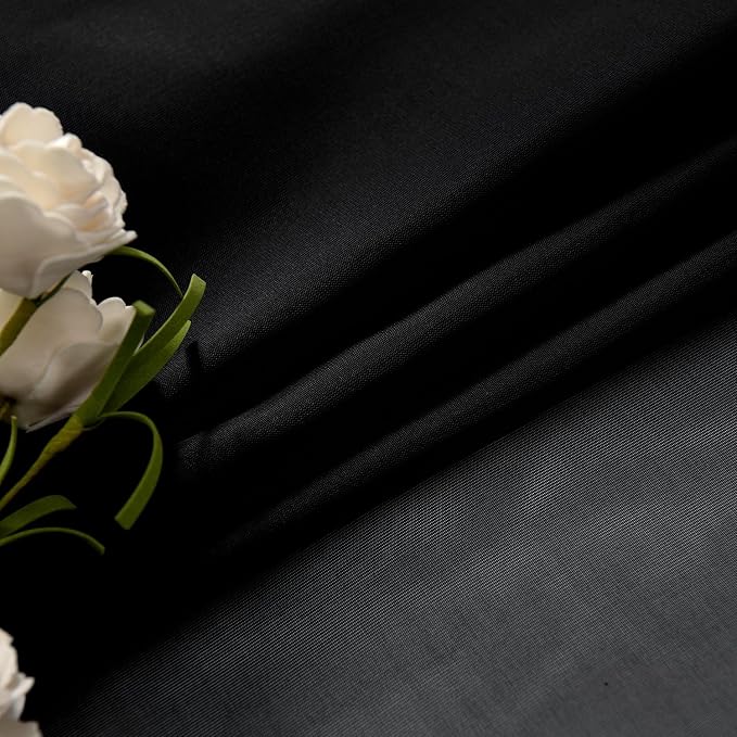 SpaceDresser Basic Rod Pocket Sheer Voile Window Curtain Panels Black 1 Pair 2 - Image 6
