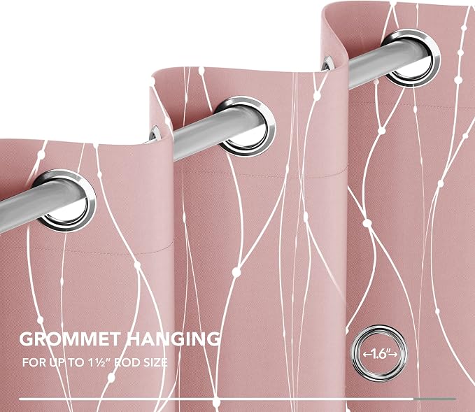 Deconovo Pink Curtains, Thermal Insulated Soundproof Curtain, 52 x 72 Inch Long - Image 7