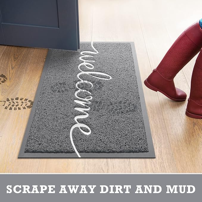 CozyBounty Grey Door Mat Welcome Mats Outdoor Indoor Non-Slip Doormat - Image 6