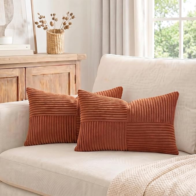 Fancy Homi 2 Packs Rust Lumbar Decorative Throw Pillow Covers 16x26 Inch - Image 7