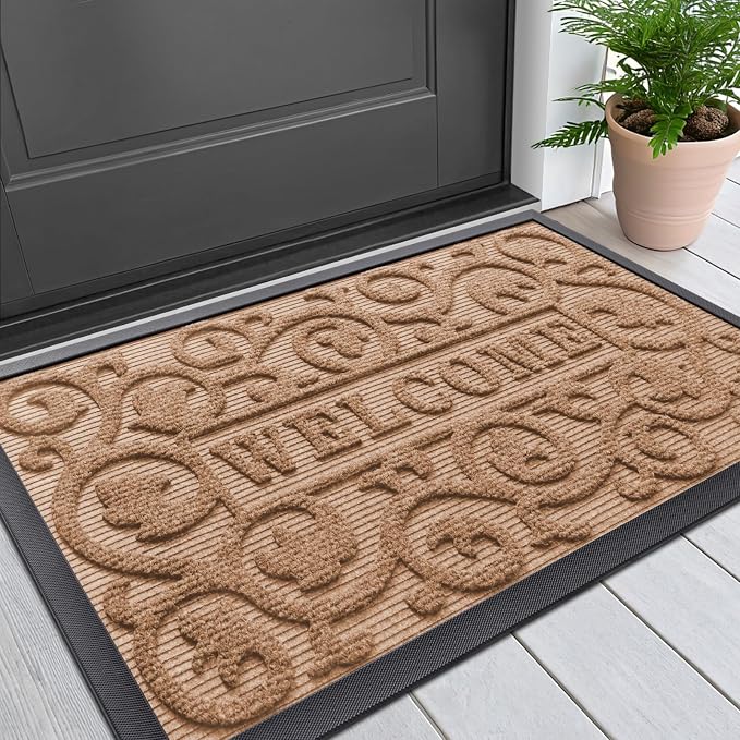 Smiry Welcome Door Mat Outside Entrance, Heavy Duty Trap Dirt and Moisture Easy by Smiry