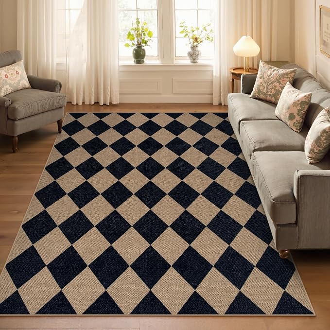 Lahome Colette Checkered Easy Jute Outdoor Rug, 5x7 Area Rugs - Image 6