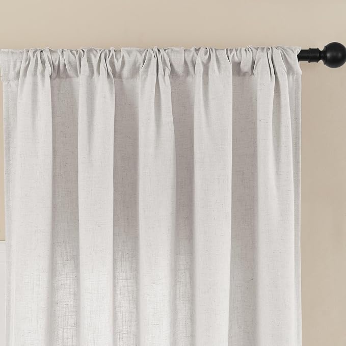 Joydeco Linen Curtains for Living Room, Light Filtering Rod Pocket Back Tab - Image 4