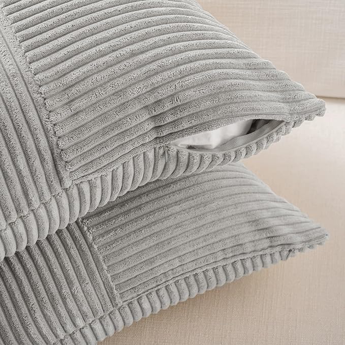 Fancy Homi 2 Packs Grey Lumbar Decorative Throw Pillow Covers 16x32 Inch - Image 4