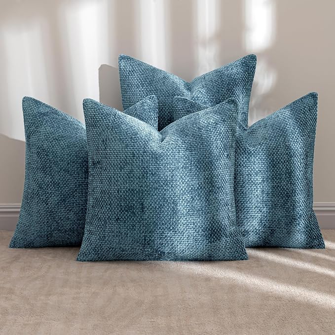 MIULEE Pack of 4 Couch Throw Pillow Covers 20x20 Inch Smoke Blue Soft - Image 2