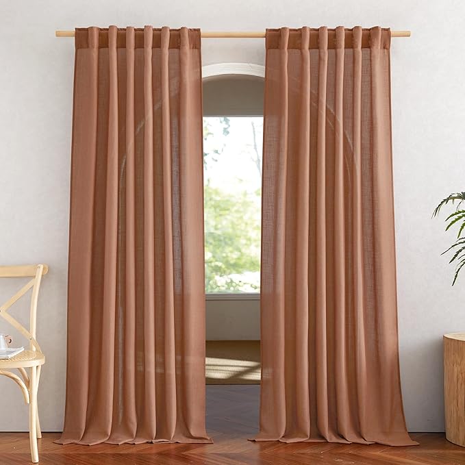 NICETOWN Linen Caramel Curtains & Drapes Privacy by NICETOWN