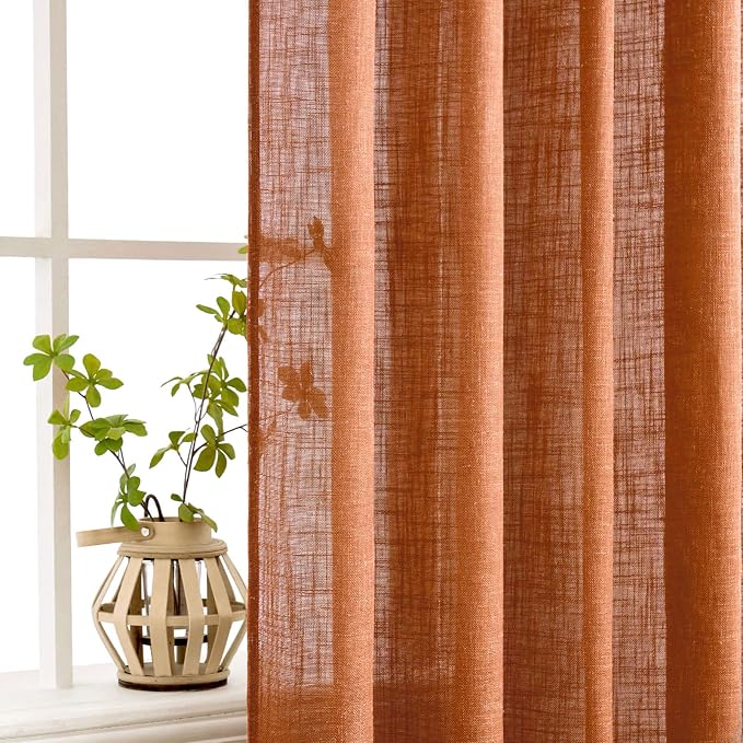 MIULEE Orange Curtains 90 Inch Length 2 Panels - Image 4