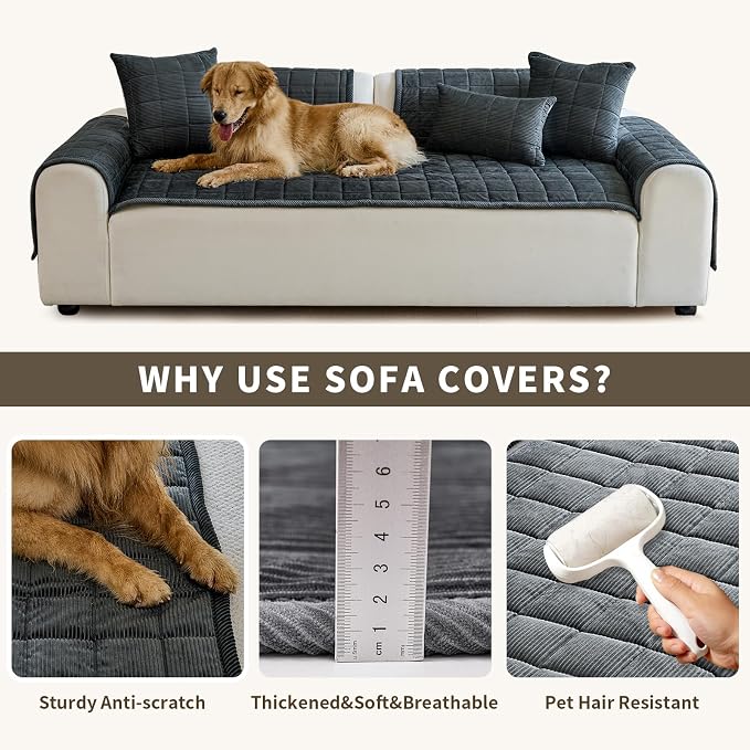 Couch Covers for Dogs Washable, Non Slip Couch Covers for Loveseat Sofa Pet - Image 5