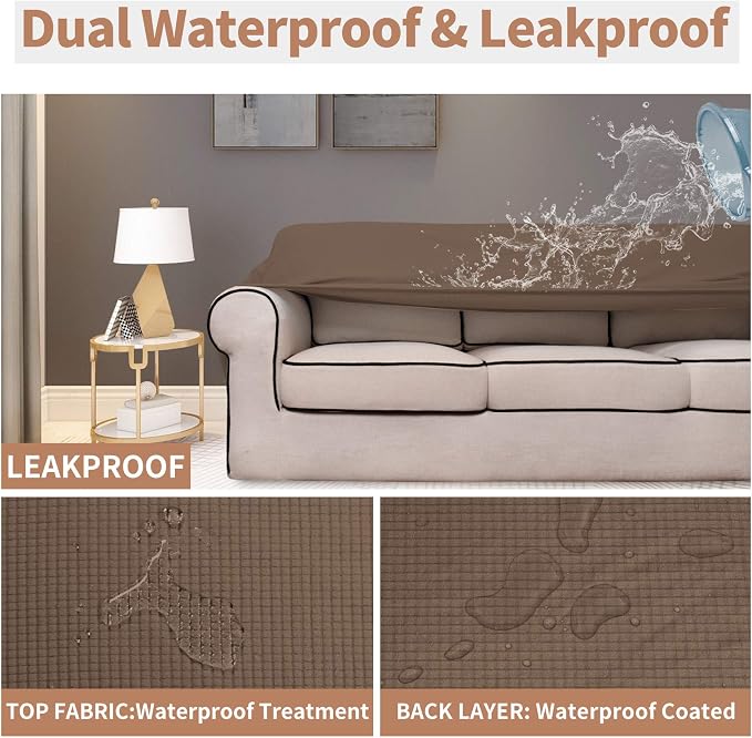 Easy-Going 100% Waterproof Loveseat Couch Cover Stretch Jacquard Sofa Cover | - Image 3