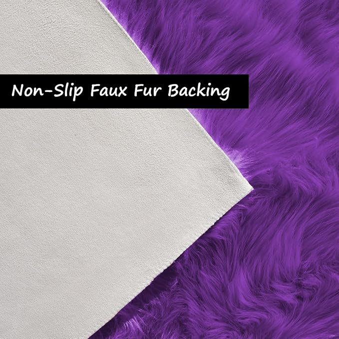 Goolela Purple Area Rug 9x12 Fluffy Fuzzy Furry Carpet - Image 5