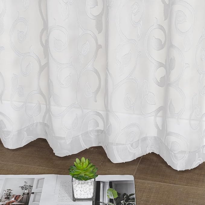 OWENIE Furman Sheer White Curtains 84 inches Long - Image 8