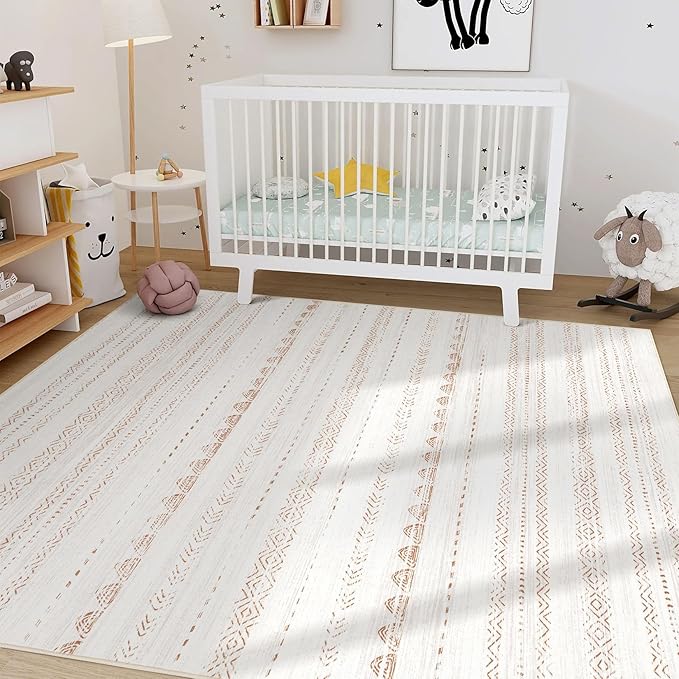 Nakagishi 8x12 Area Rugs Living Room: Washable Boho Large Neutral Soft - Image 8