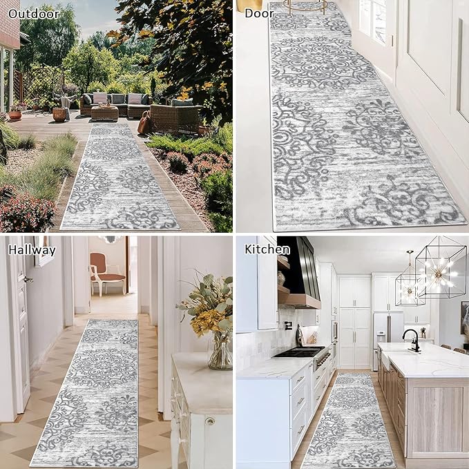 HEBE Hallway Runner Rug 2'x8' Washable Vintage Distressed Area Rugs Non Slip - Image 4