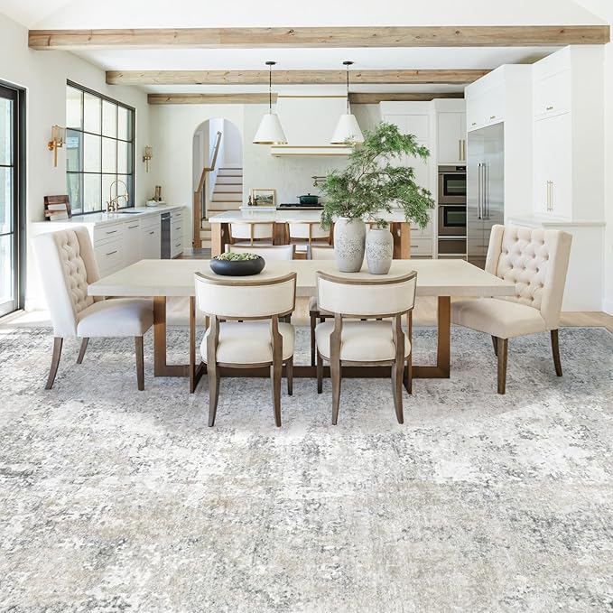 10x12 Area Rug for Living Room, Washable Modern Abstract Large Area Rug Neutral - Image 6