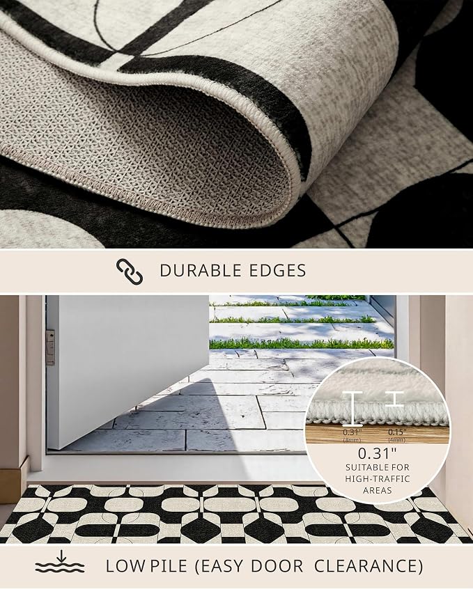 Latte&Fog 2x3 Entryway Rug, Small Modern Abstract Door Mat Samll Rug, Washable - Image 4