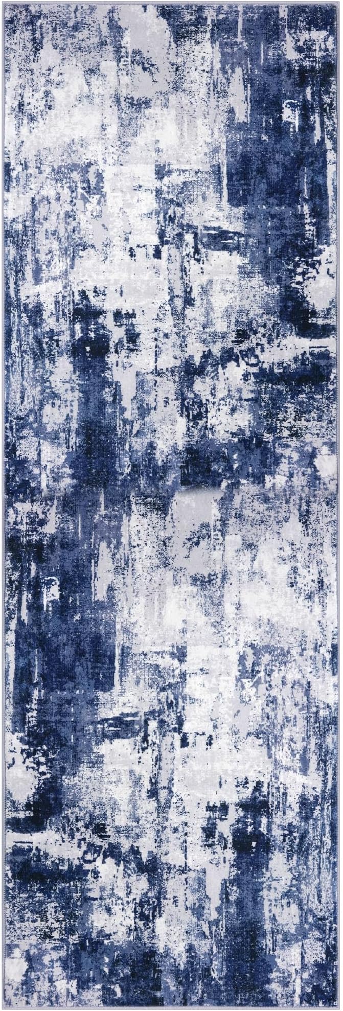 KOZYFLY Modern Abstract Runner Rug 2x6 Navy Blue Runners - Image 8