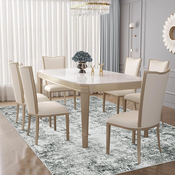 5x7 Area Rugs for Living Room, Washable Modern Abstract Large Area Rug Neutral - Image 5