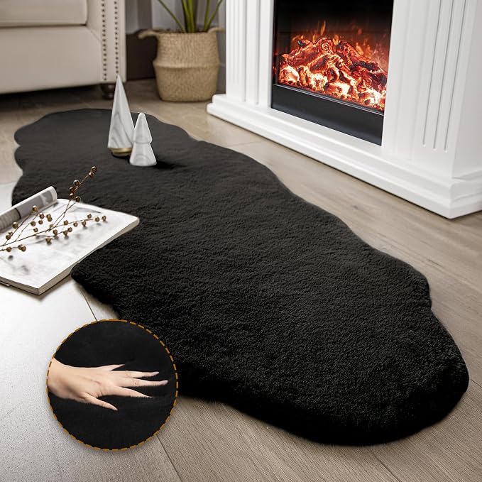 Ashler HOME DECO Ultra Soft Faux Rabbit Fur Chair Couch Cover Area Rug by AshlerHomeDeco