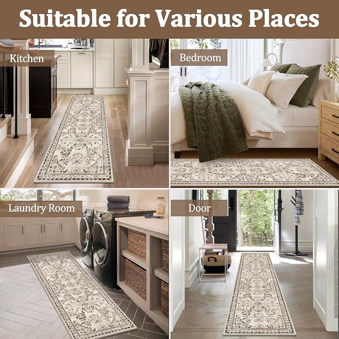 Yamaziot Washable Runner Rug 2x10 – Floral Non Slip Boho Hallway Runner Rug - Image 6