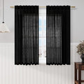 Nanspring Black Linen Sheer Curtains 54 Inch Length 2 Panel Set Back Tab Pocket by Nanspring