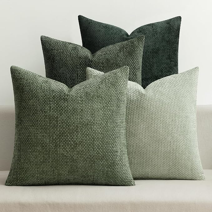 MIULEE Pack of 4 Couch Throw Pillow Covers 16x16 Inch Green Soft Decorative by MIULEE