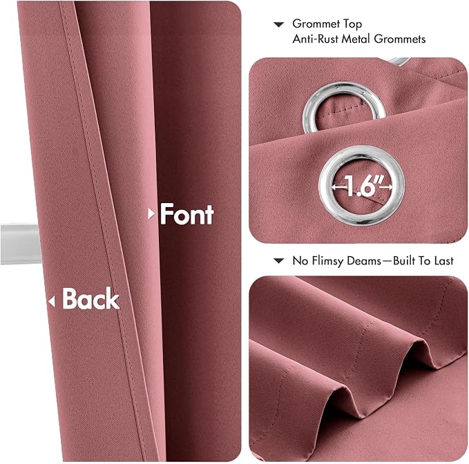 MIULEE Dusty Rose Blackout Curtains - Image 4