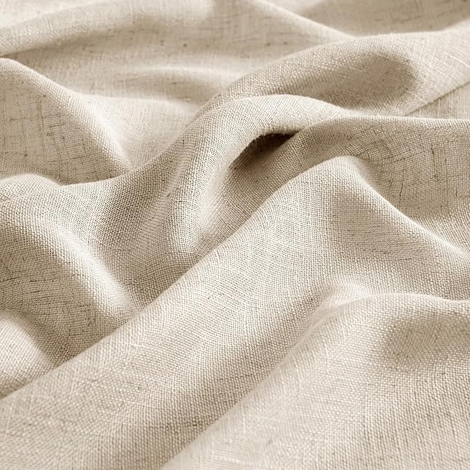 MIULEE Light Taupe Linen Curtains 90 Inch Long 2 Panels - Image 4