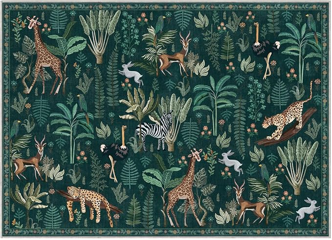 OPPODREAM Animal Soft Area Rugs 5x7, Washable Green Rug - Image 9
