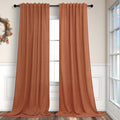 Pitalk Boho Curtains for Bedroom 2 Panels Rust Terracotta Colored Rod Pocket by Pitalk