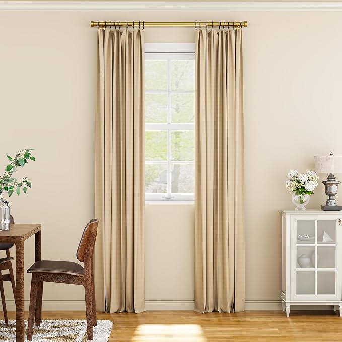 YaFex Heavy Duty Curtain Rods 32-60 Inch, 1 Inch Adjustable Gold Curtain Rod - Image 9