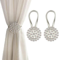 Magnetic Tiebacks for Curtains, 2 Pack Sparkling Crystal Flower Curtain by FOZUBOYO
