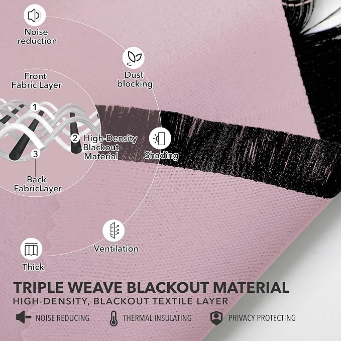 Deconovo Blackout Curtains, Thermal Insulated, W52 x L63 2 Panels, Back Tab - Image 4