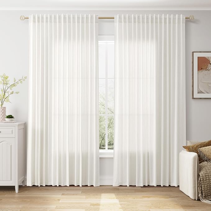 Nanspring Extra Wide 100x108 Inch Linen Curtains - Image 6
