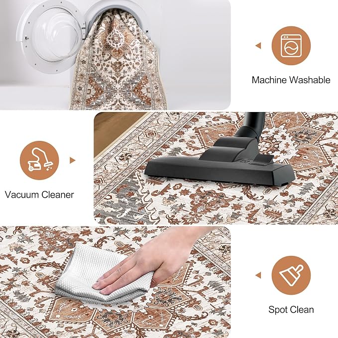 Yamaziot Washable Runner Rug, 2x8 Non-Slip Boho Vintage Hallway Rug Runner - Image 5