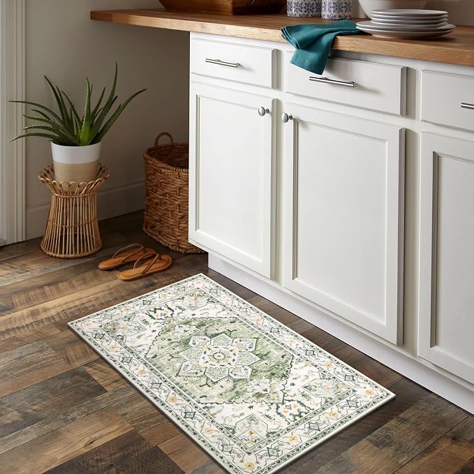Yamaziot Washable Area Rug, 2x3 Small Entryway Rug Non-Slip Boho Vintage Rug - Image 6