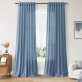Nanspring Stone Blue Linen Curtains 96 Inches Long by Nanspring