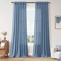Stone Blue Linen Curtains 120 Inch Extra Long by Nanspring