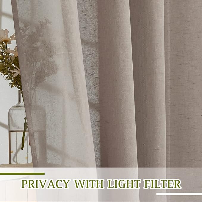 NICETOWN Linen Burlap Curtains Semi Sheer - Image 5