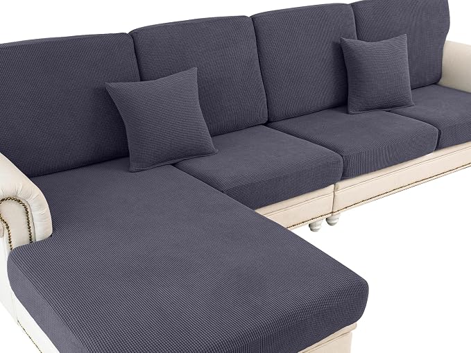 Chaise Couch Cushion Cover Washable Separate Seat Stretch Sectional Sofa by LA+MEACK