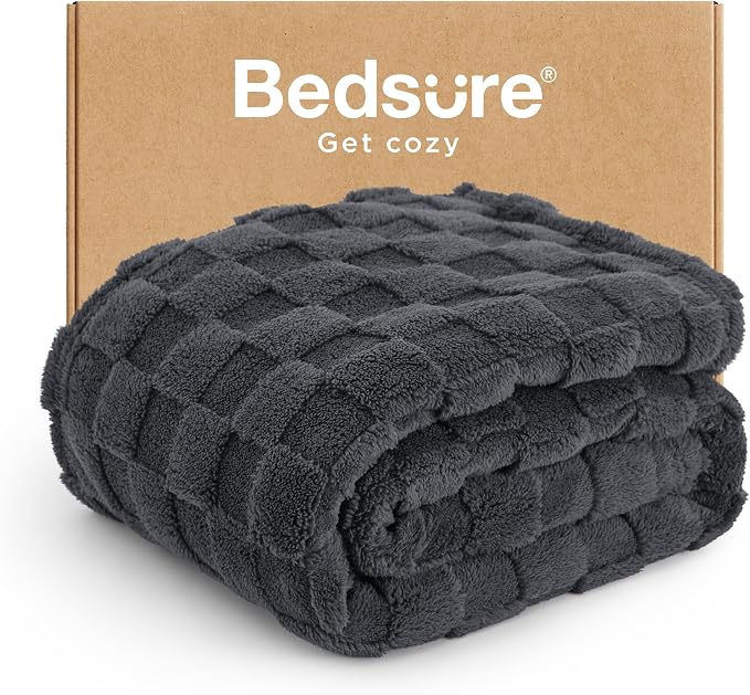 Bedsure GentleSoft Dark Grey Throw Blanket by BEDSURE